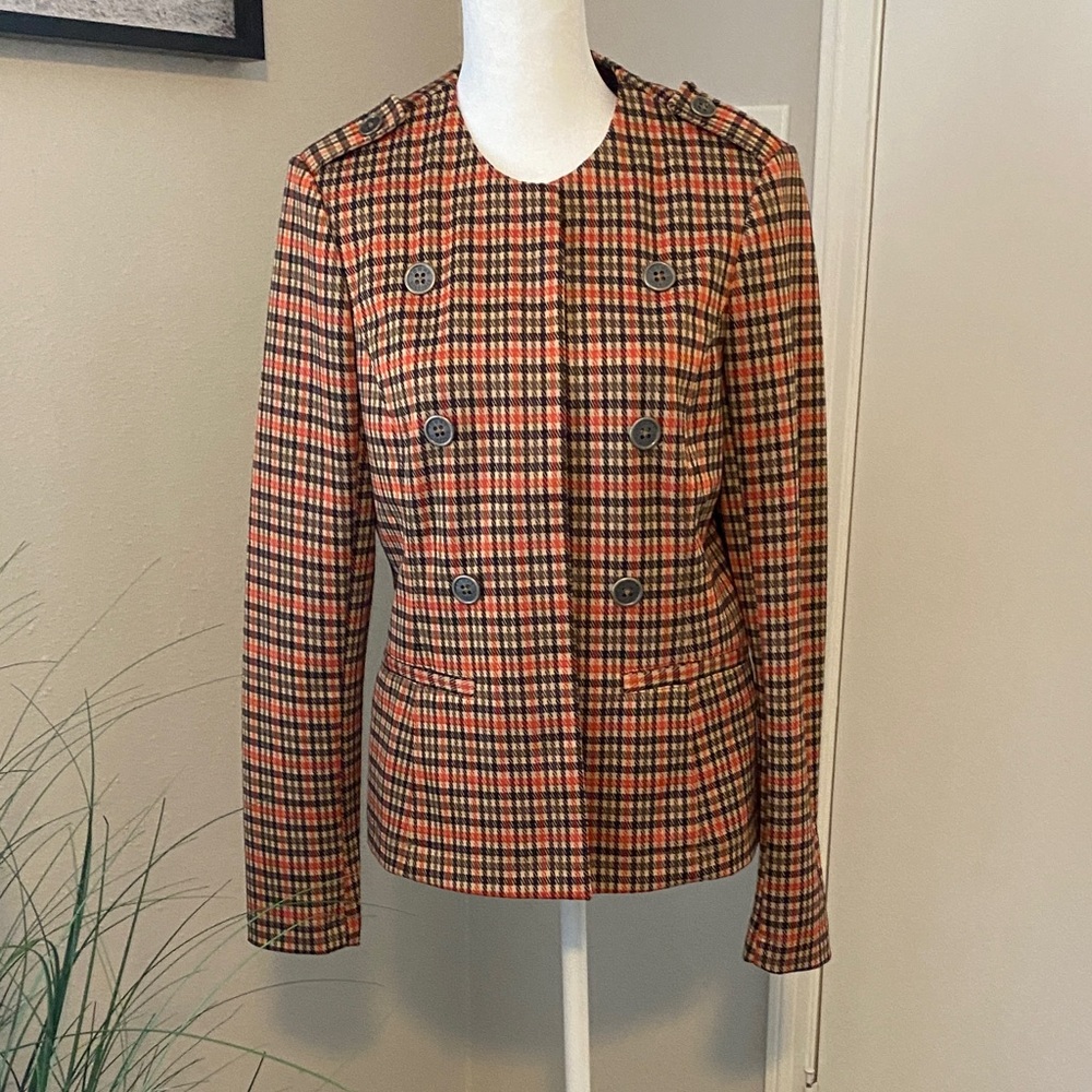 Tommy Hilfiger Orange and Black Checkered Blazer